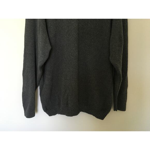 VTG LL Bean Knit Fisherman Henley Sweater Mens Sz L Gray BA50 Cotton Made In USA - Picture 4 of 13